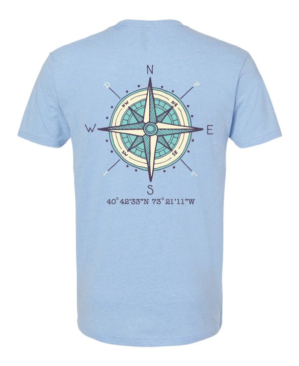 FLIDWear Nautical Compass T-Shirt – Light Blue | Coastal - Inspired Streetwear 3XL - High Quality - Long Island | FLIDWear